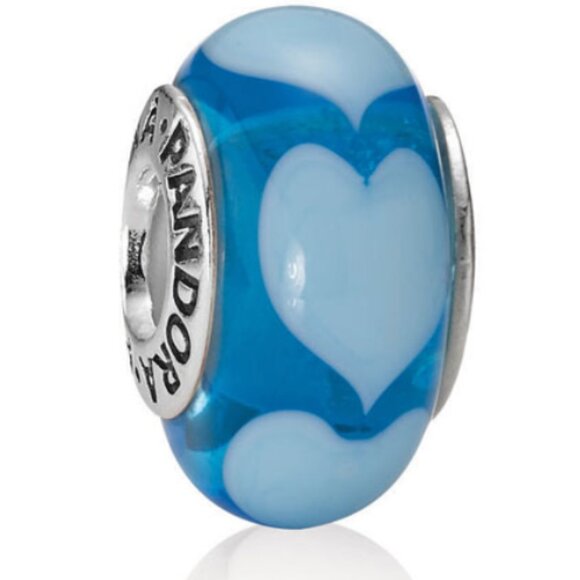 Pandora RARE Aqua Love Blue Hearts Charm (790657)